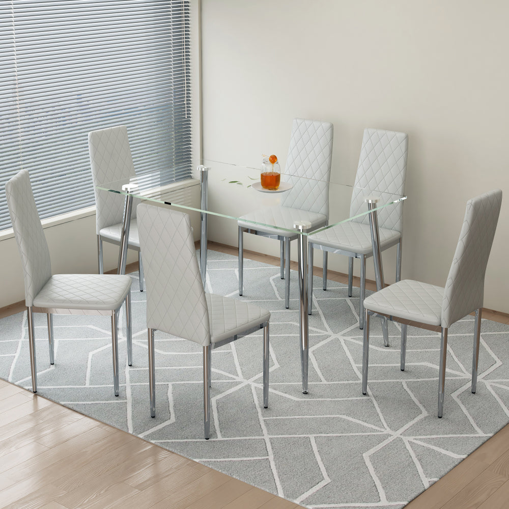 Gordon Dining Set, Set of 7 (Light Gray)