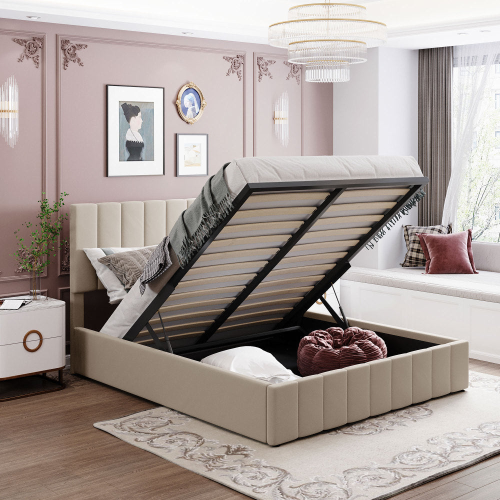 Harley Bed Frame, Queen (Beige)