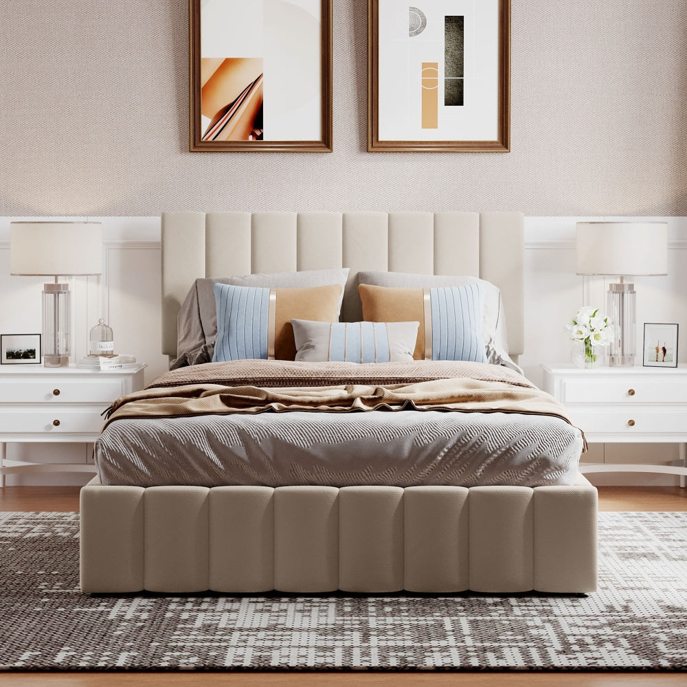 Harley Bed Frame, Full (Beige)
