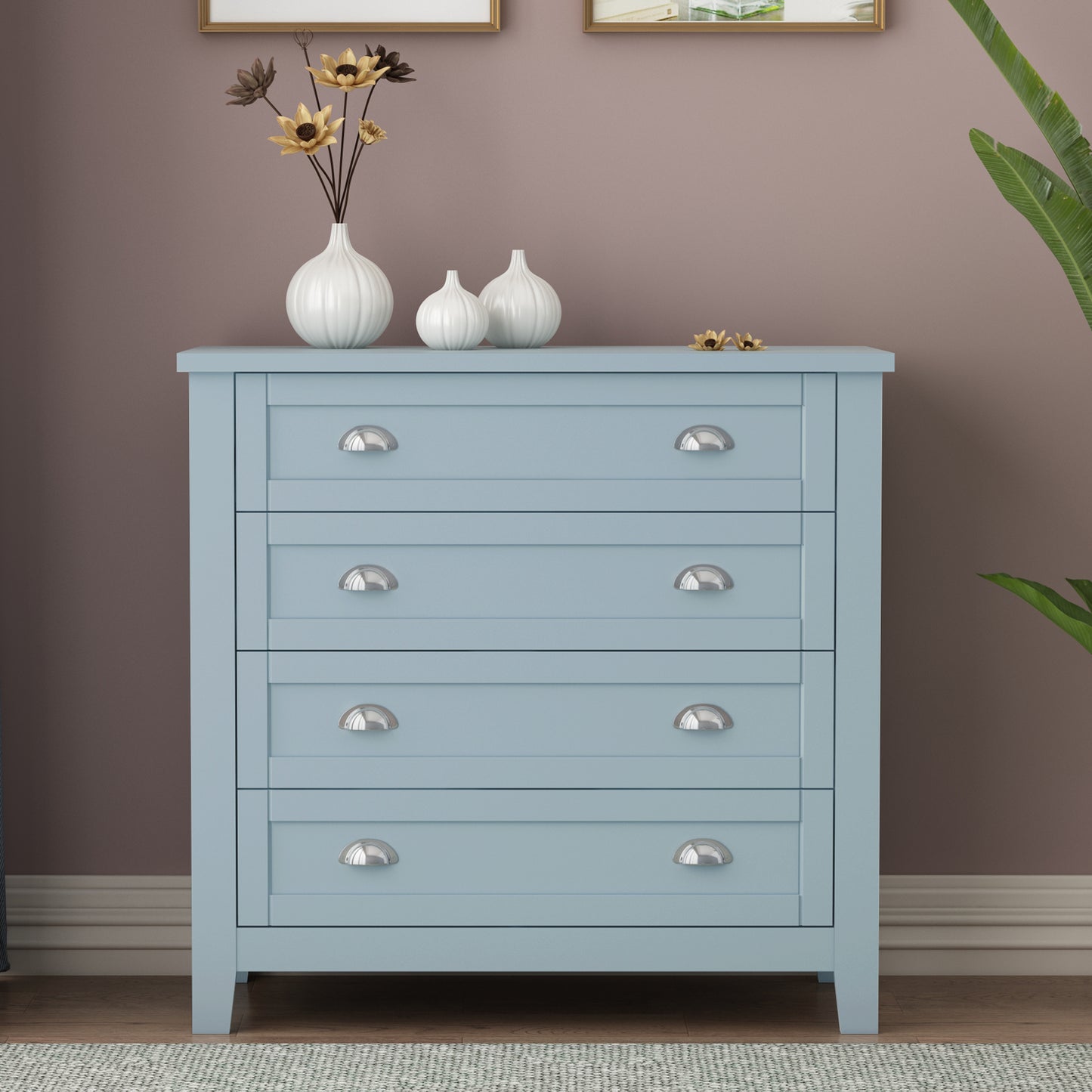 Kamryn Dresser, 4 Drawers (Grayish Blue)