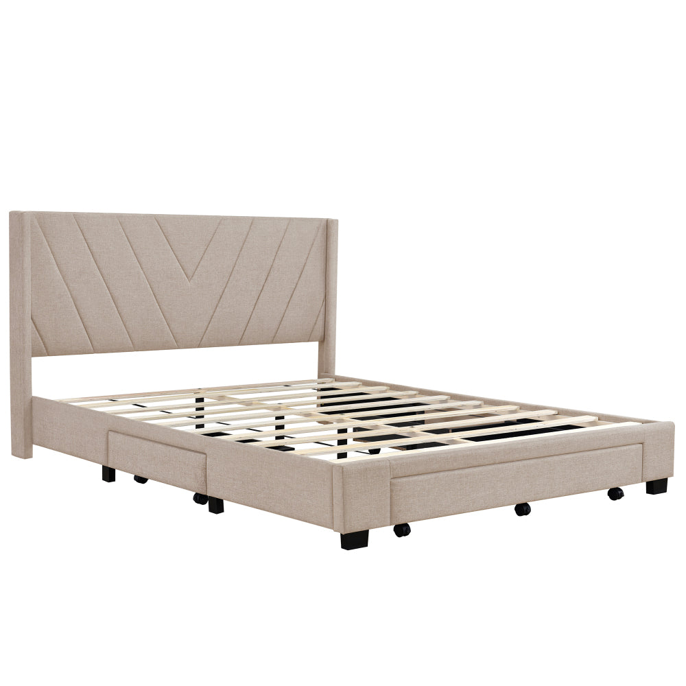 Derrick Bed Frame, Queen (Beige)