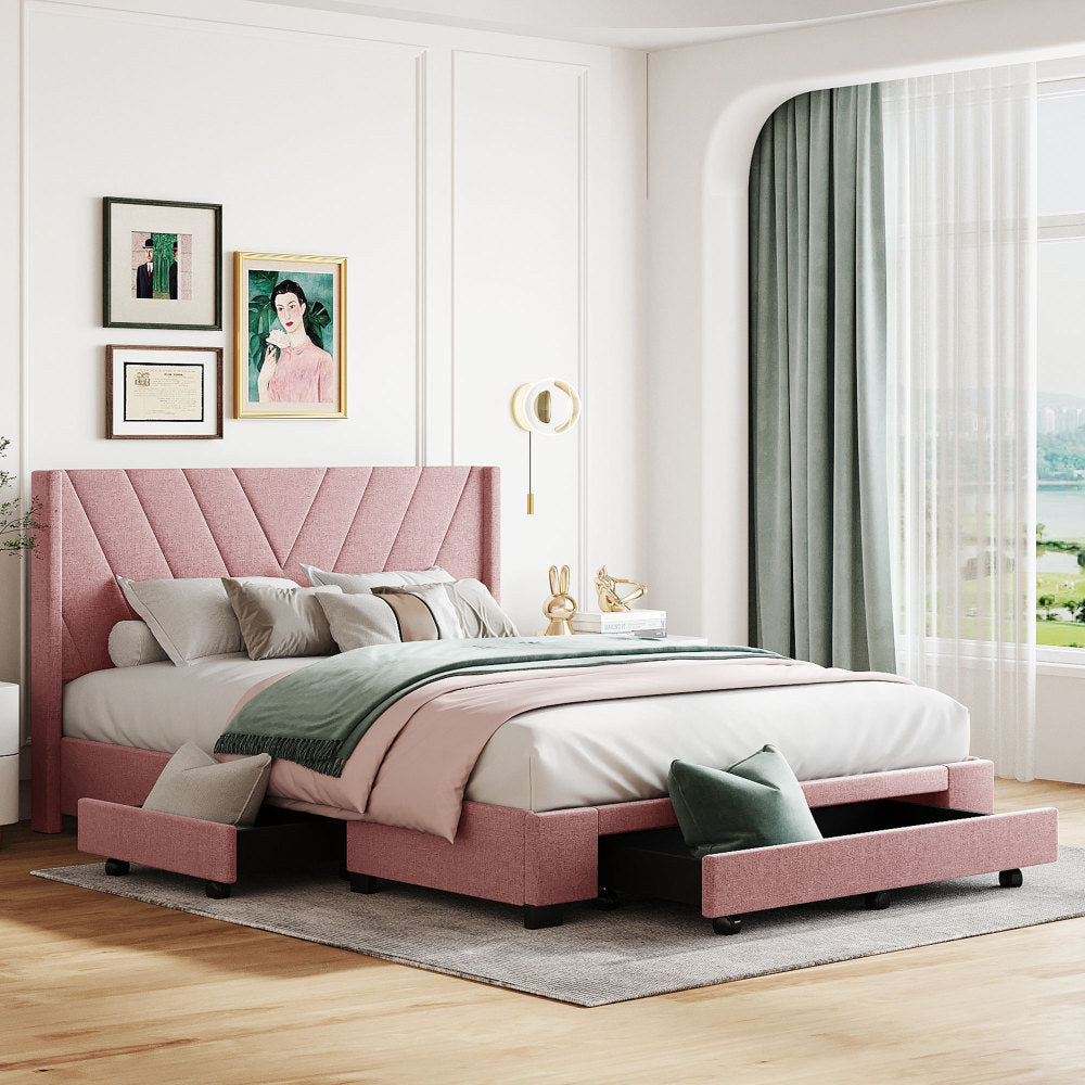 Derrick Bed Frame, Queen (Pink)