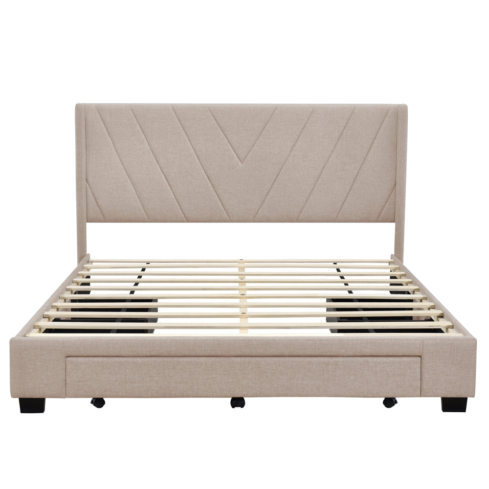 Derrick Bed Frame, Queen (Beige)
