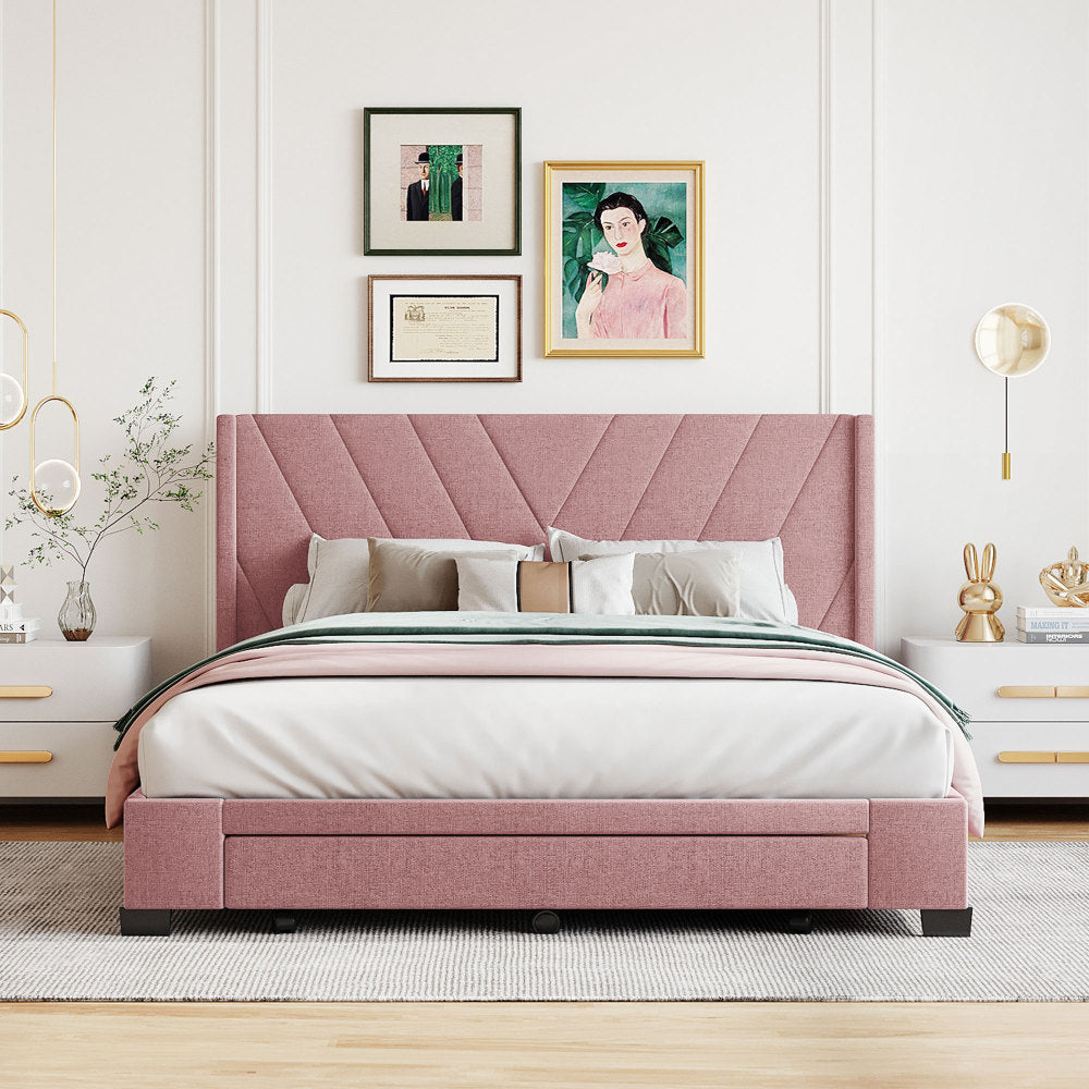 Derrick Bed Frame, Queen (Pink)
