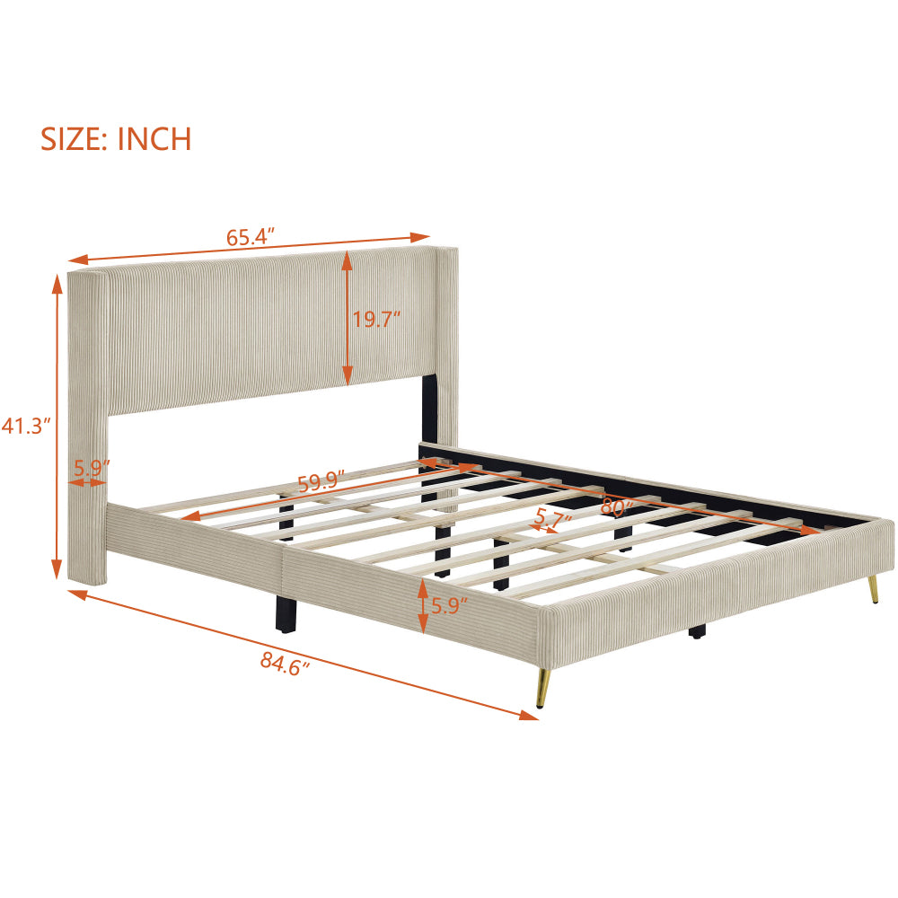Malani Bed Frame, Queen (Beige)
