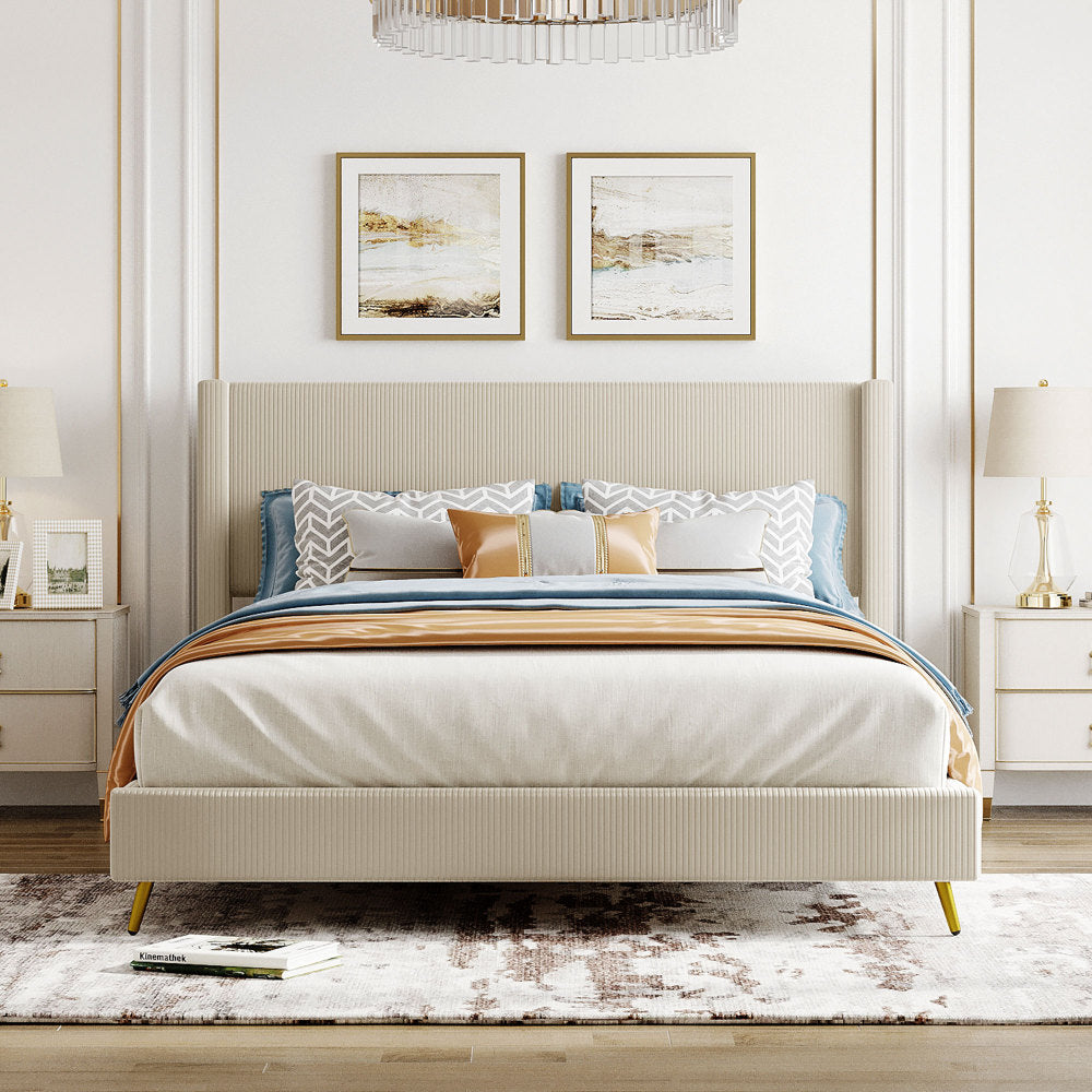 Malani Bed Frame, Queen (Beige)