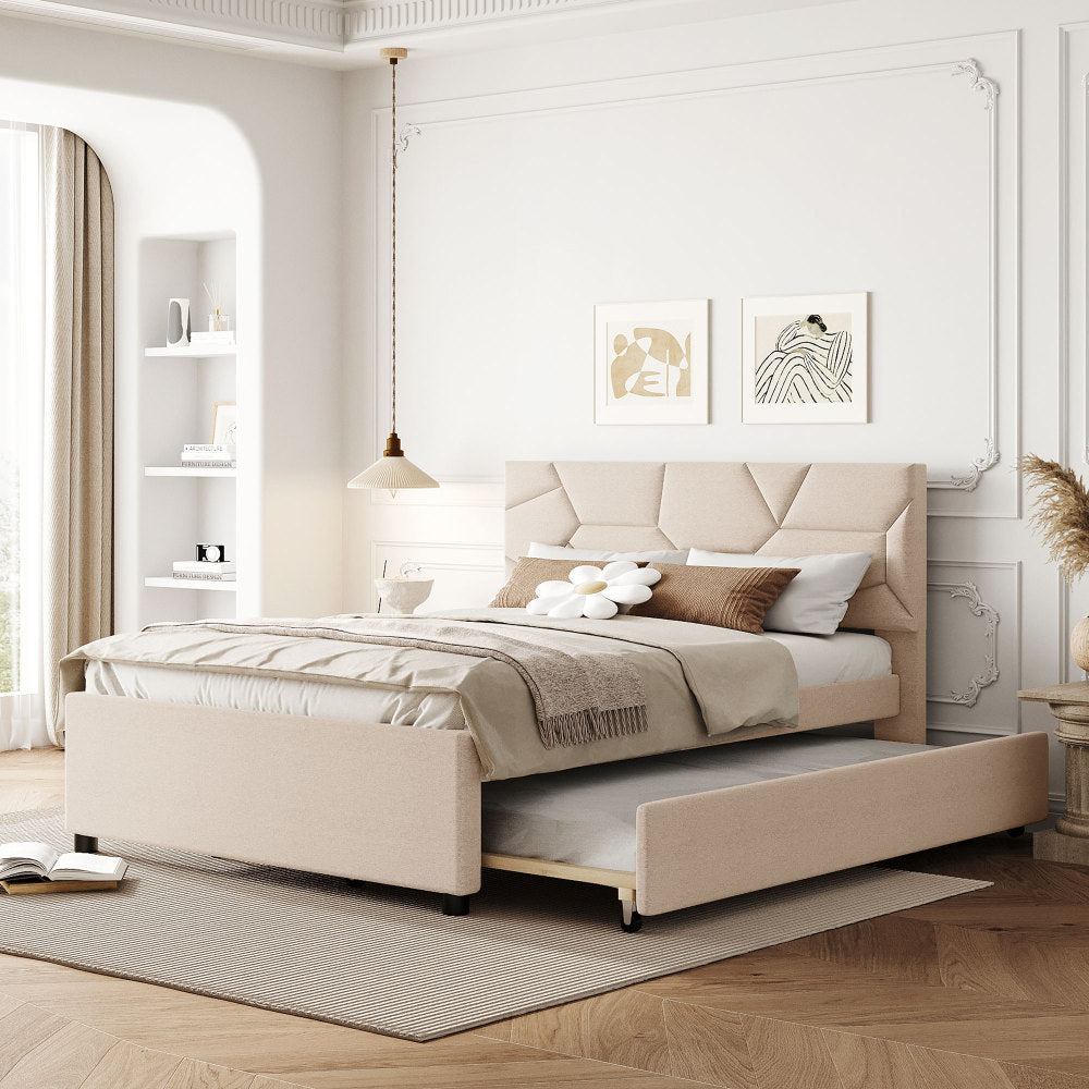 Rivera Bed Frame, Queen (Beige)