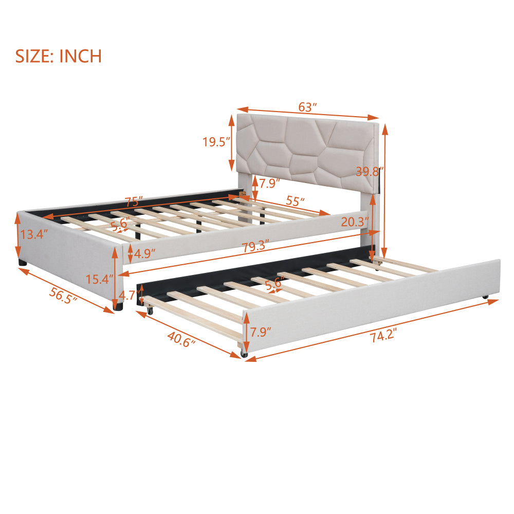 Rivera Bed Frame, Full (Beige)