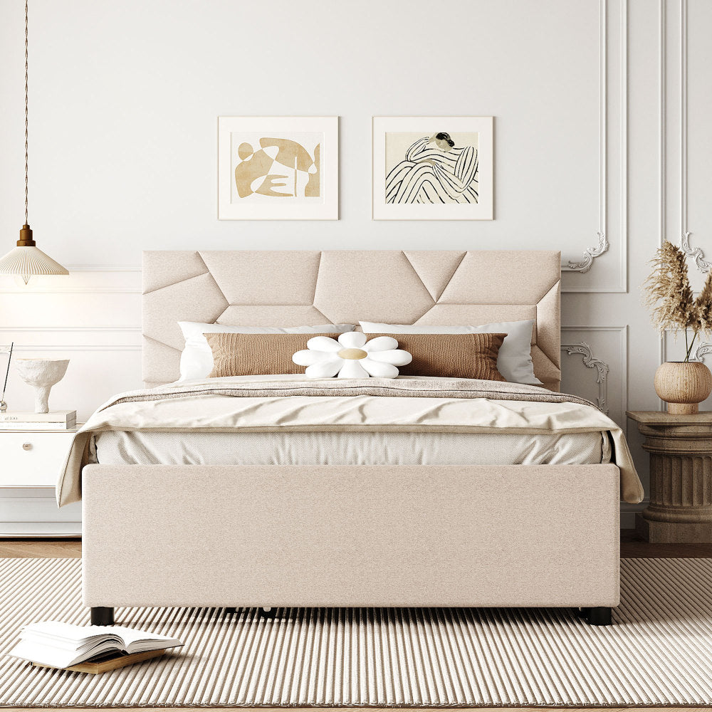 Rivera Bed Frame, Queen (Beige)