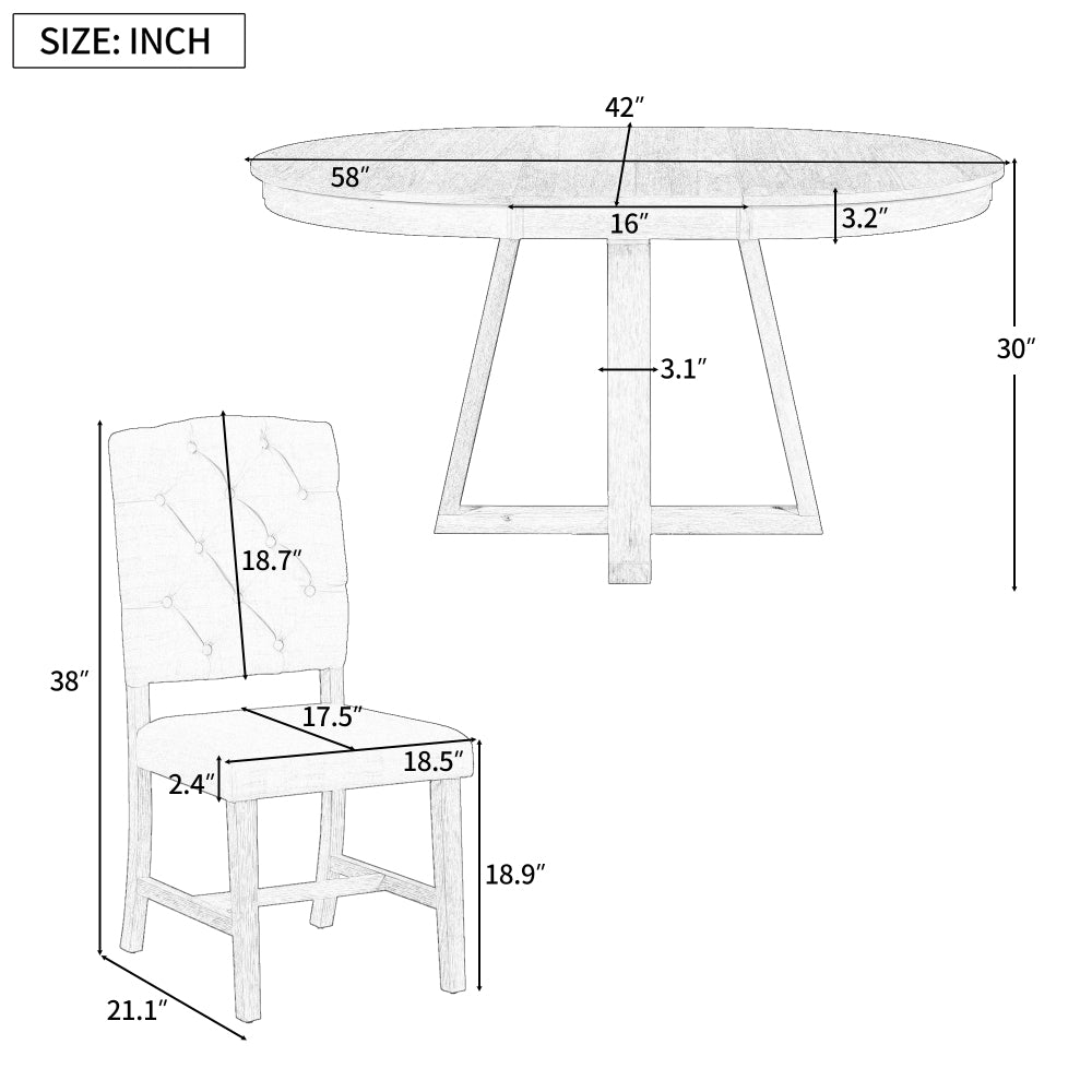 Oliver Dining Set, Set of 5 (Natural)
