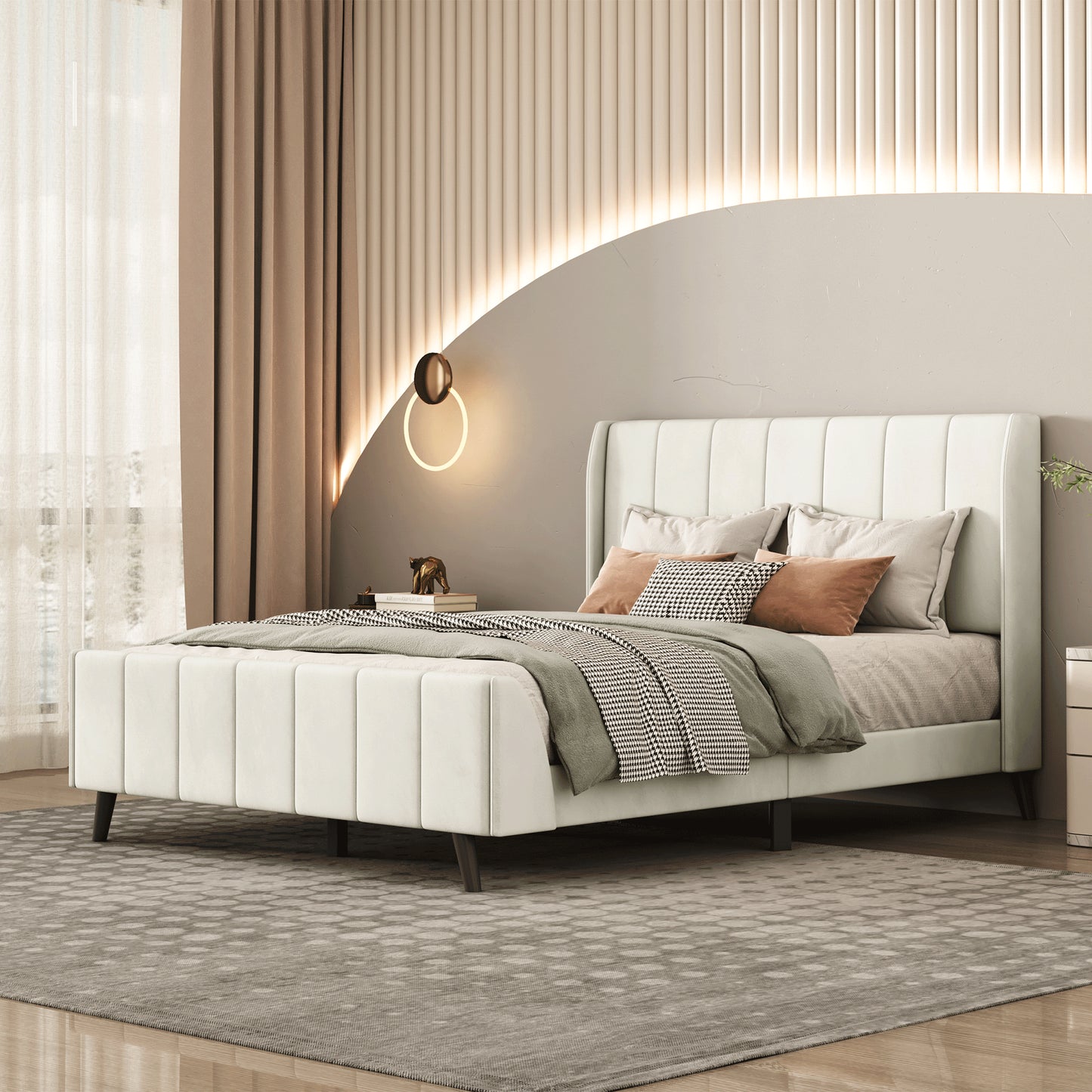 Eithan Bed Frame, Full (Beige)