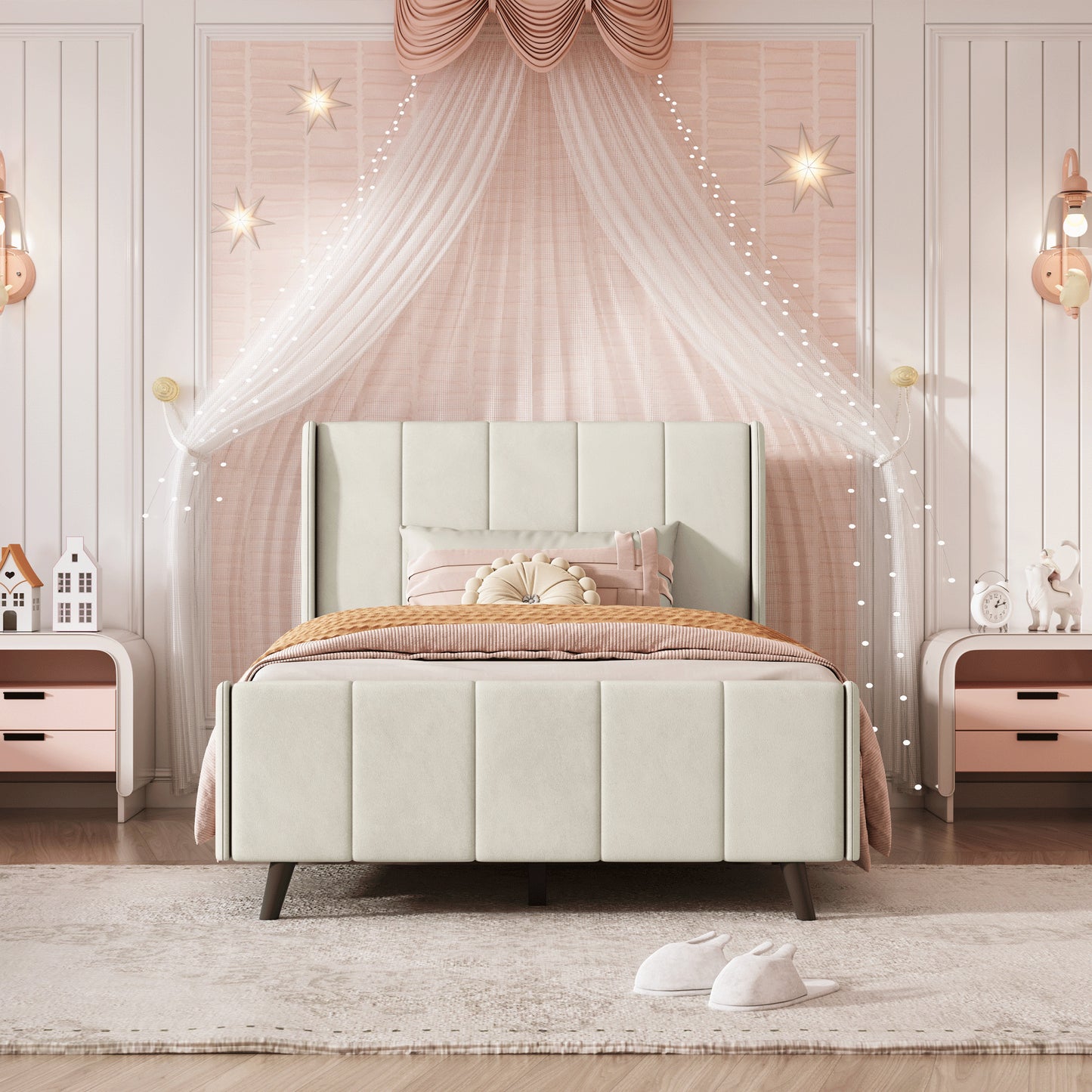 Eithan Bed Frame, Twin (Beige)