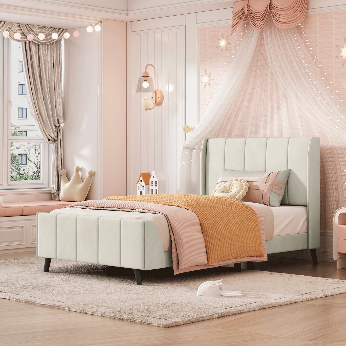 Eithan Bed Frame, Twin (Beige)