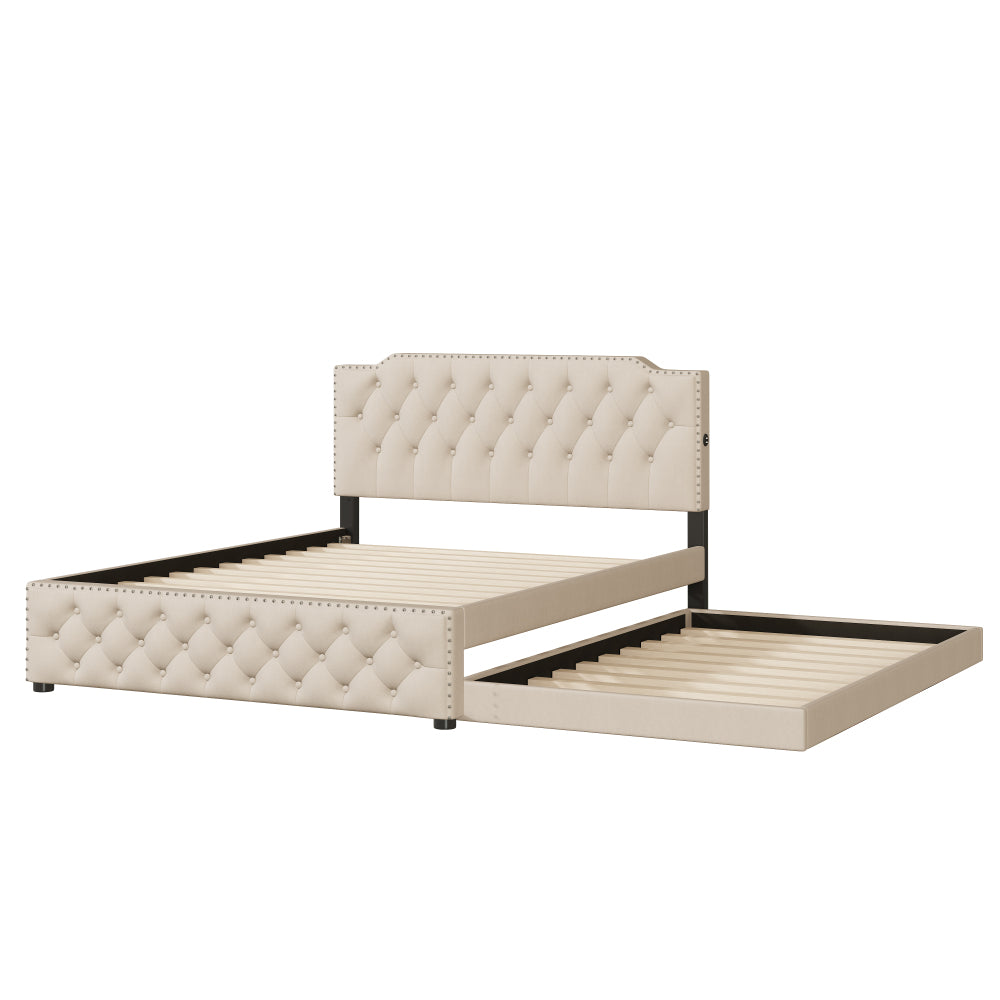 Jasmine Bed Frame, Queen (Beige)