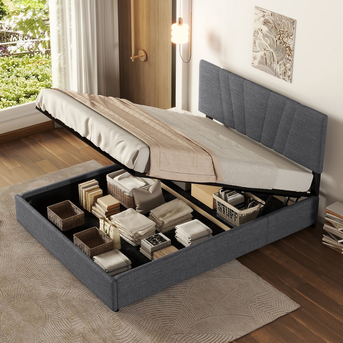 Cassandra Bed, Queen (Grey)