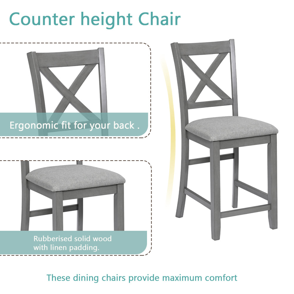 Roach Dining Set, Set of 5 (Grey)