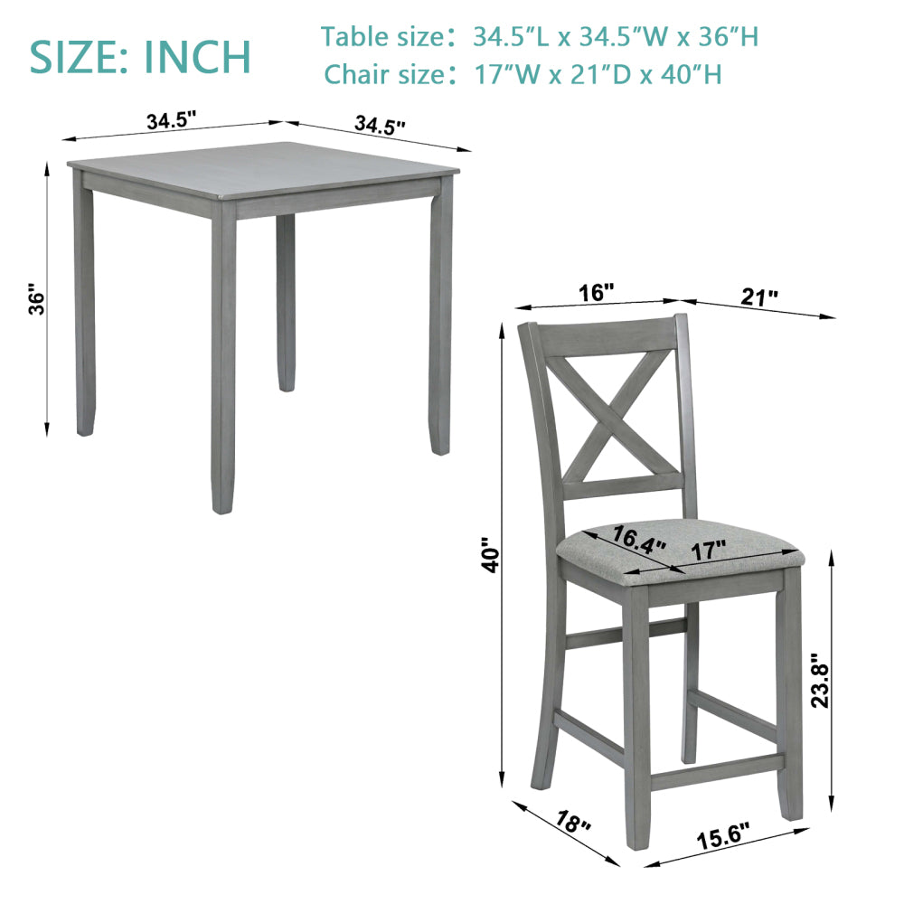 Roach Dining Set, Set of 5 (Grey)