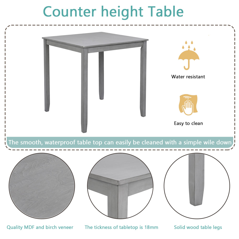 Roach Dining Set, Set of 5 (Grey)