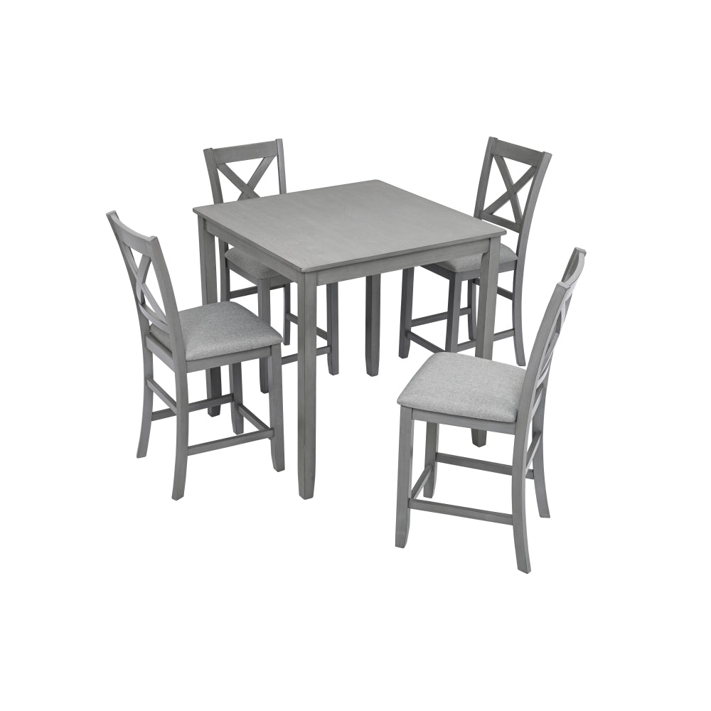 Roach Dining Set, Set of 5 (Grey)