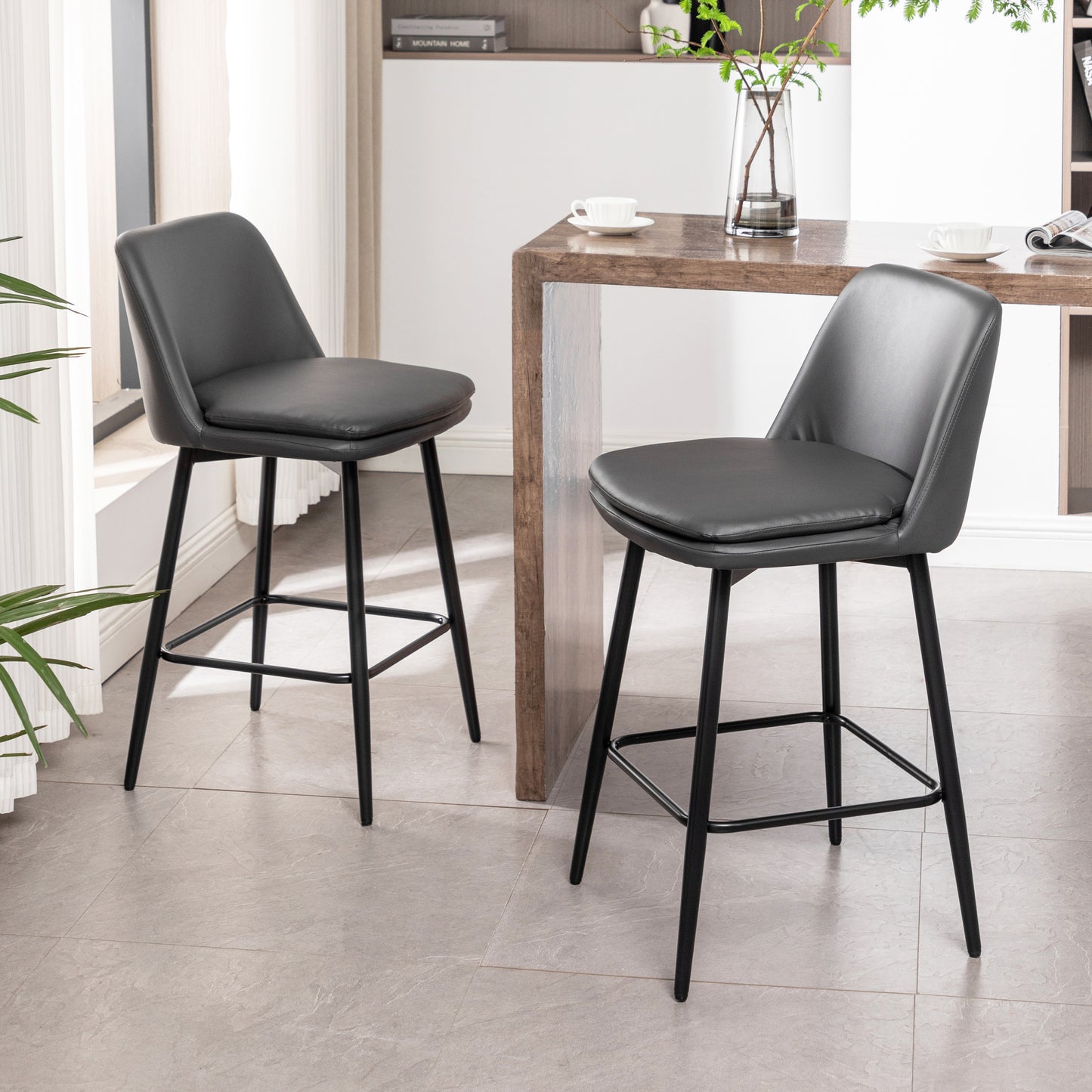 Yareli Bar Stool, Set of 2 (Gray)