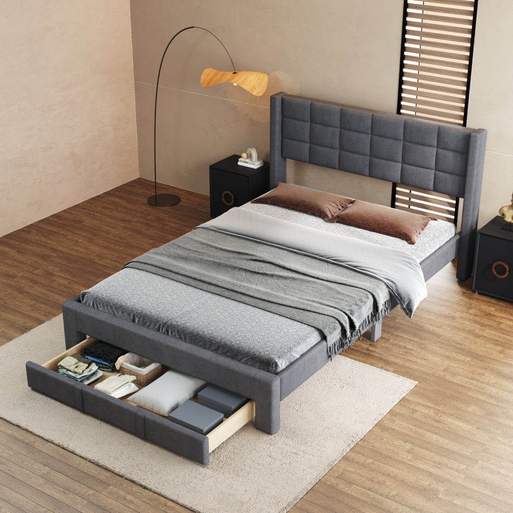 Guillermo Bed Frame, Queen (Grey)