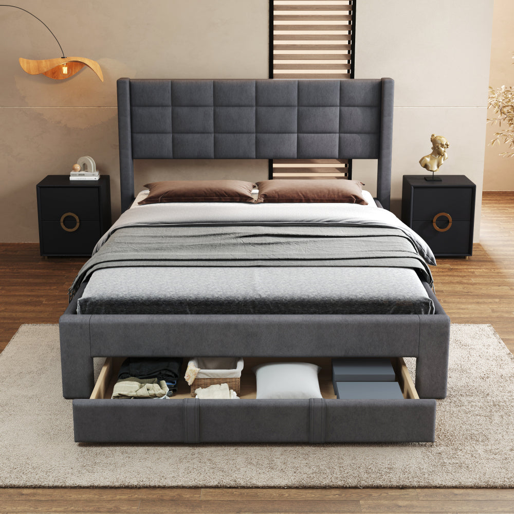 Guillermo Bed Frame, Queen (Grey)