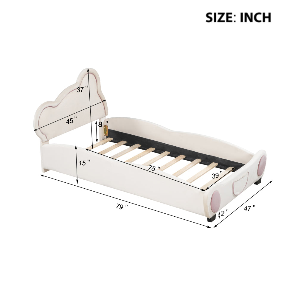 Lester Kids Bed, Twin (Beige)