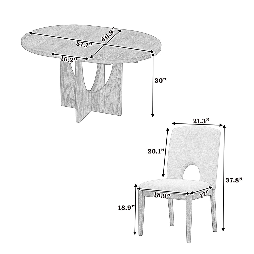 Hanson Dining Set, Set of 5 (Natural)