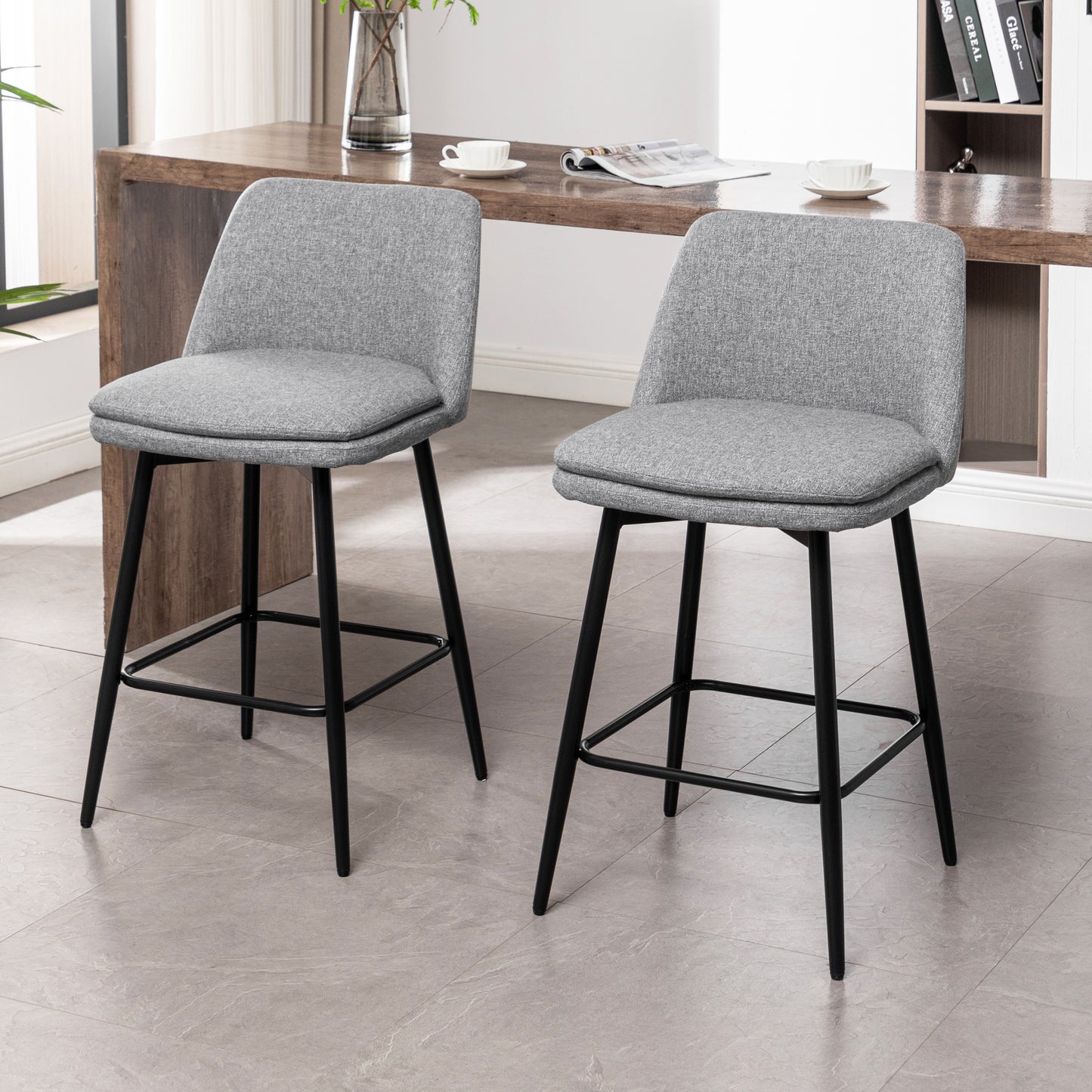 Yareli Bar Stool, Set of 4 (Light Gray )