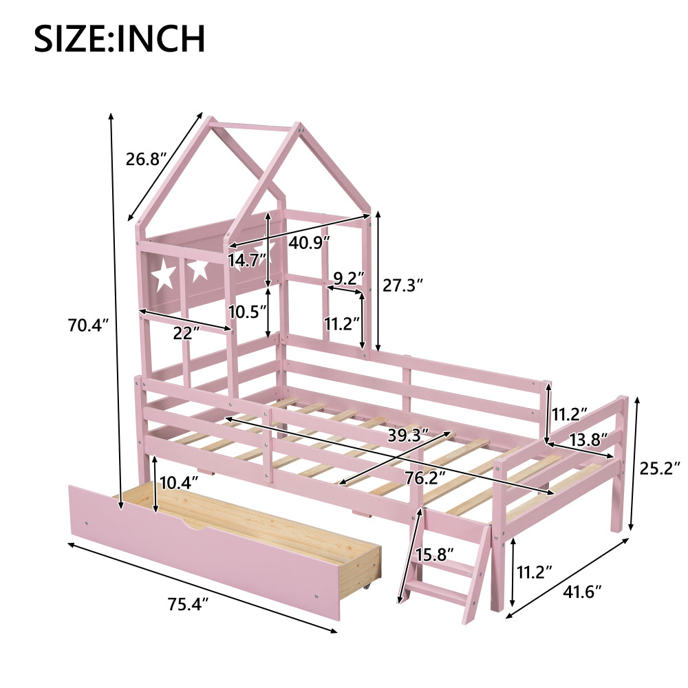 Kailey Bed Frame, Twin (Pink)