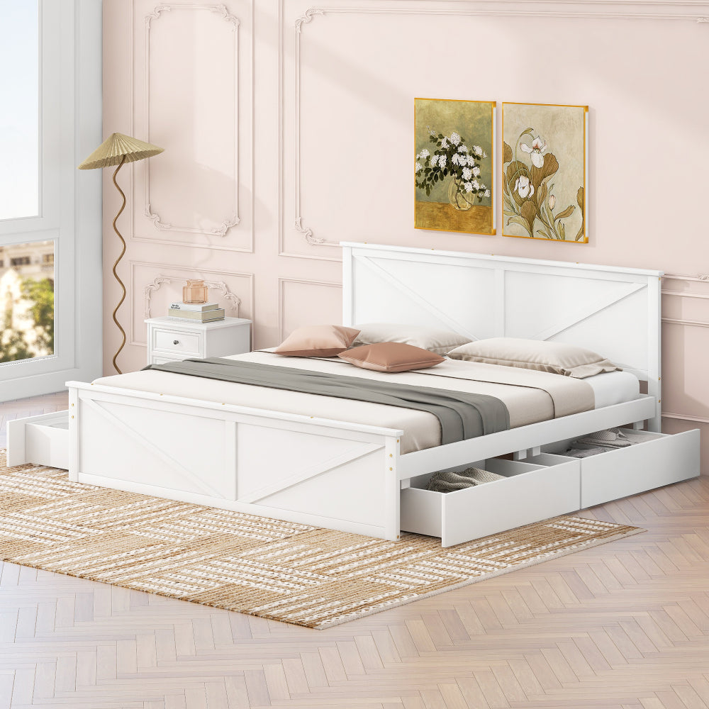 Castro Bed Frame, King (White)