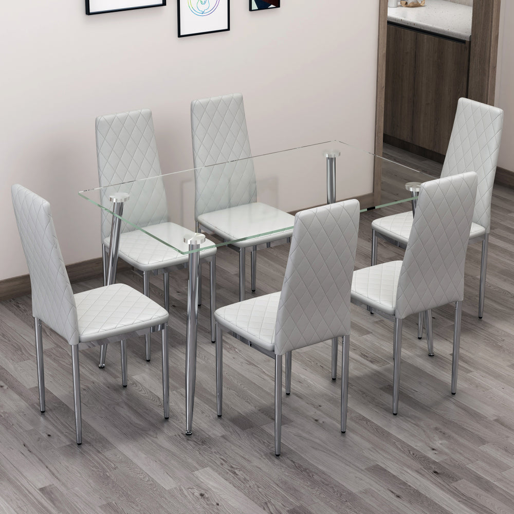 Gordon Dining Set, Set of 7 (Light Gray)