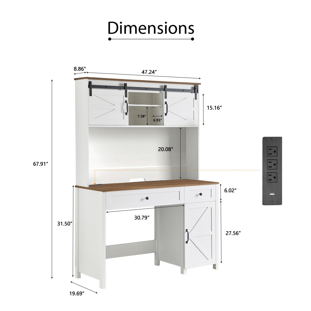 Campbell Office Desk, White