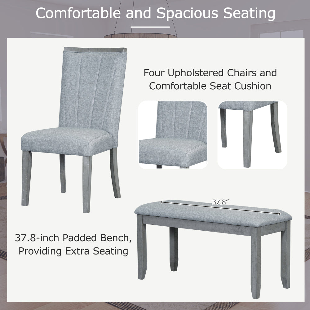 French Dining Set, Set of 6 (Grey)