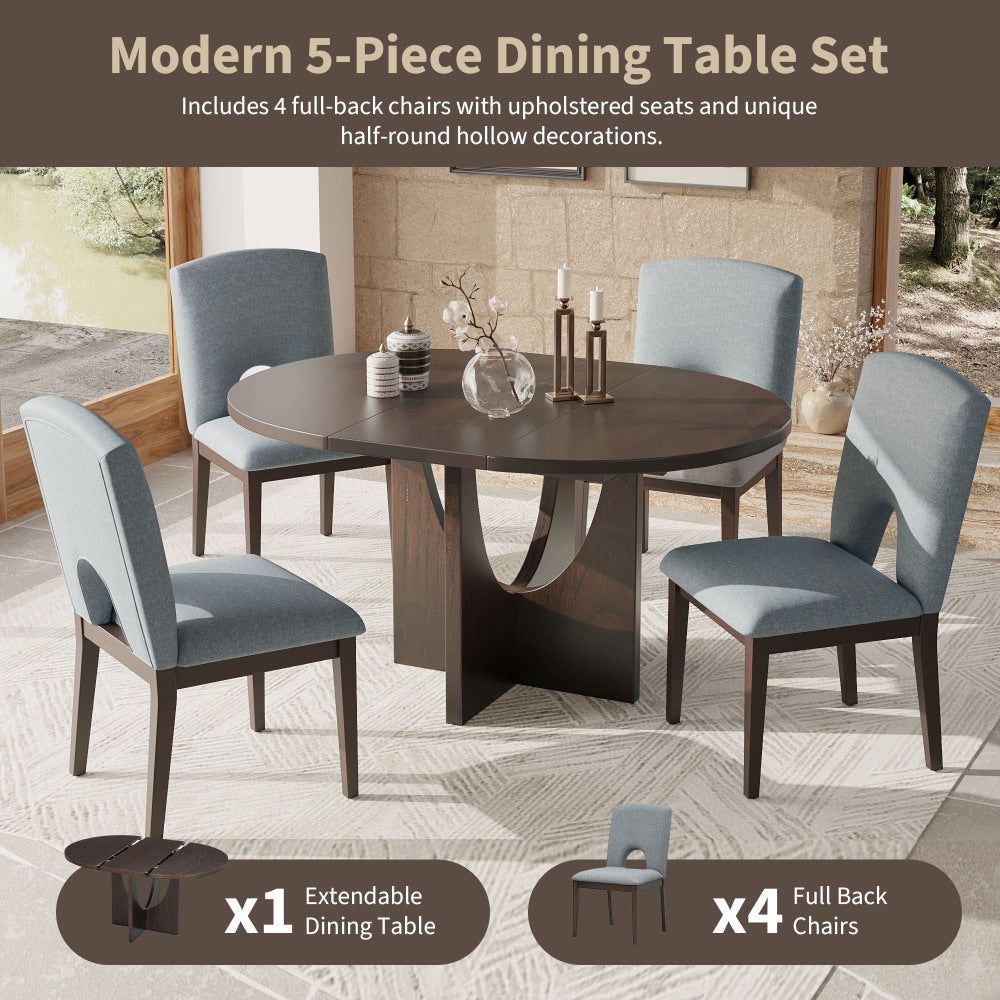 Hanson Dining Set, Set of 5 (Brown)