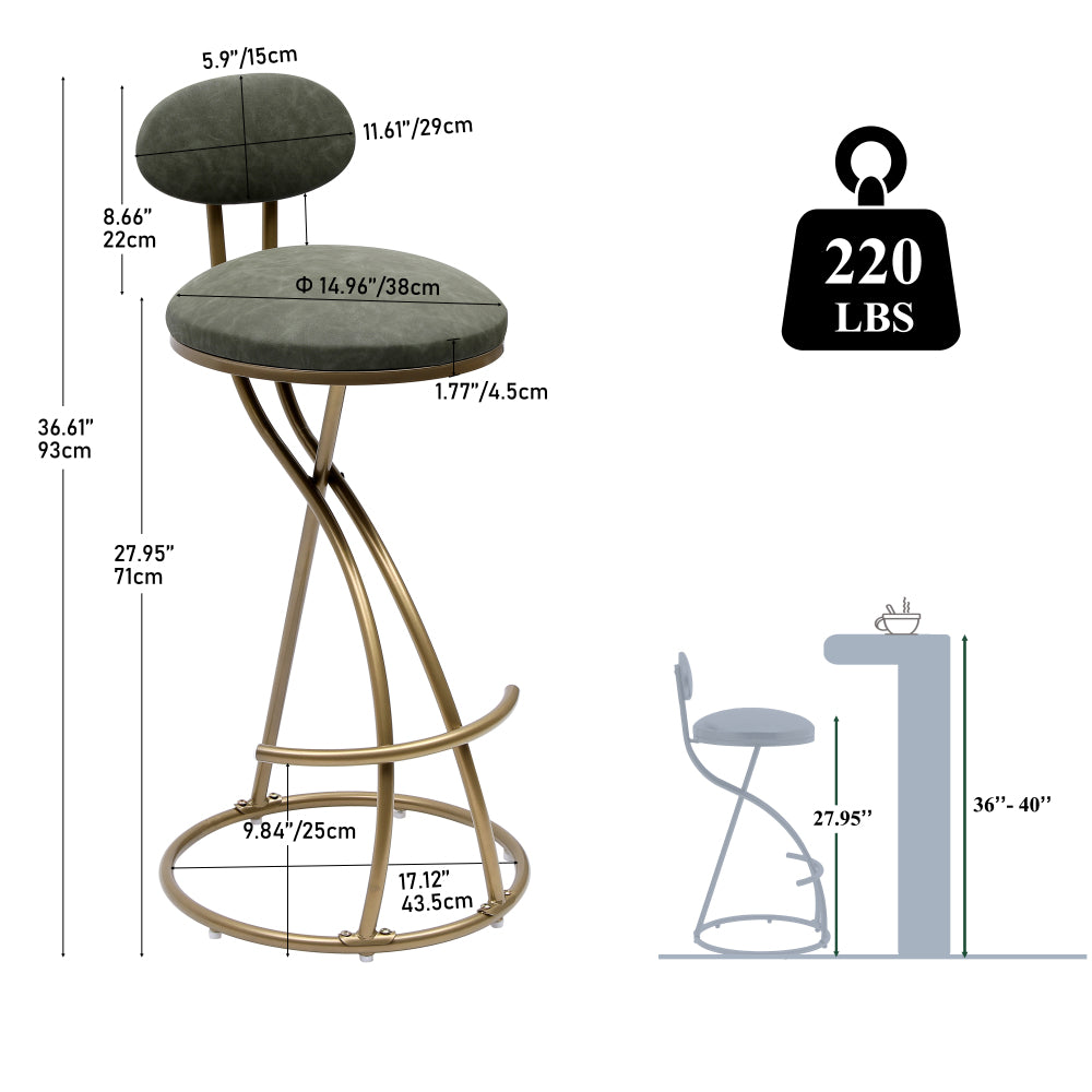 Cortez Bar Stool, Set of 2 (Green)
