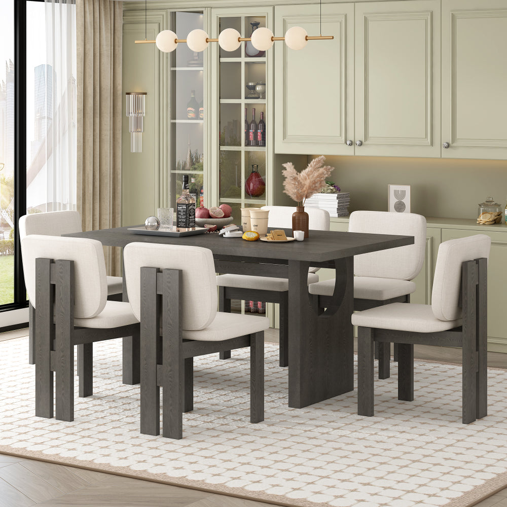 Pineda Dining Set, Set of 7 (Grey)