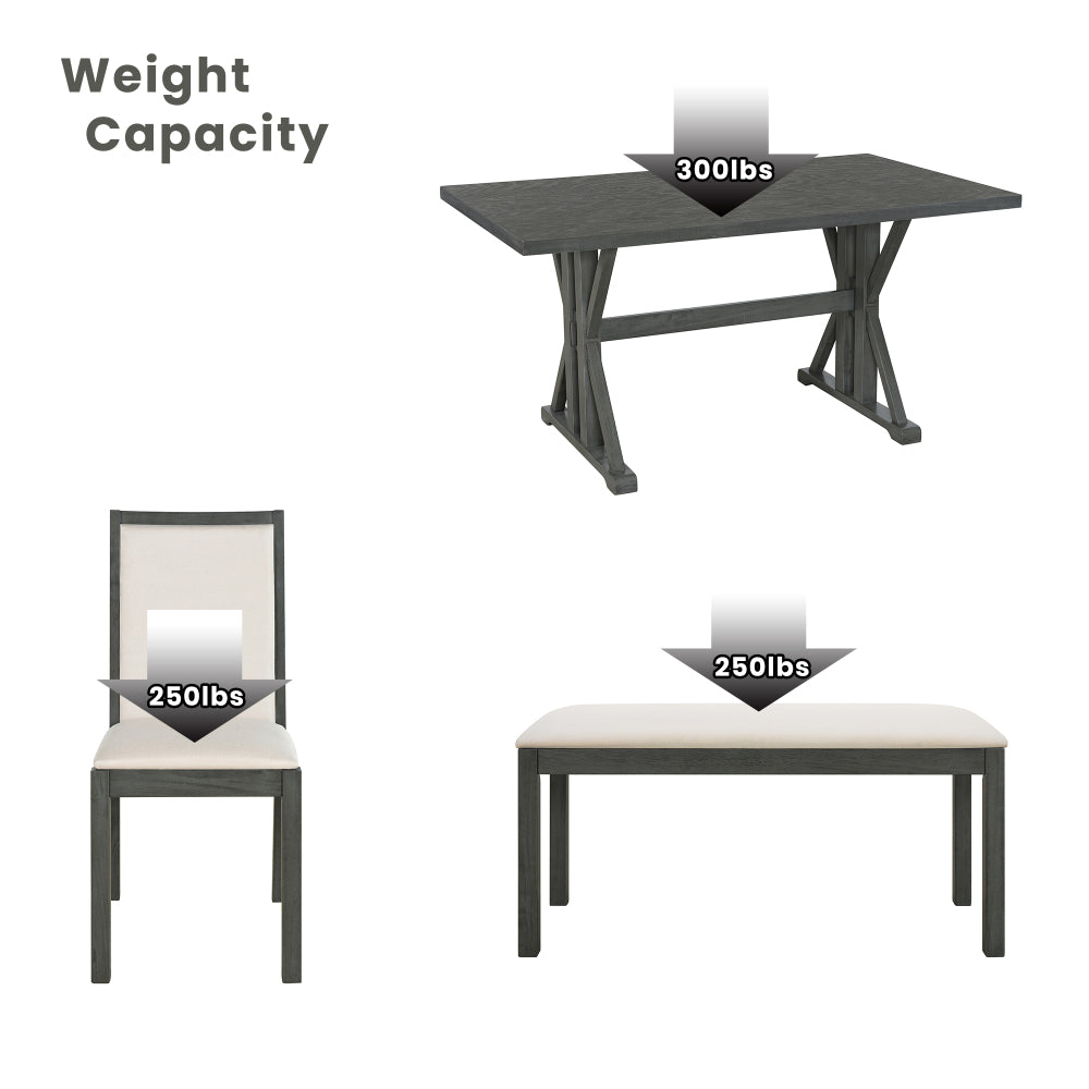 Valencia Dining Set, Set of 6 (Grey)