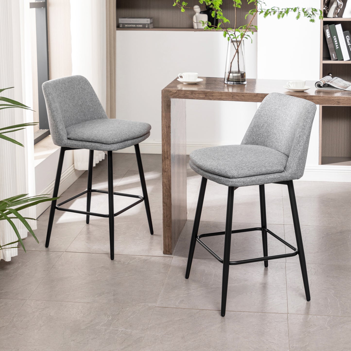 Yareli Bar Stool, Set of 4 (Light Gray )