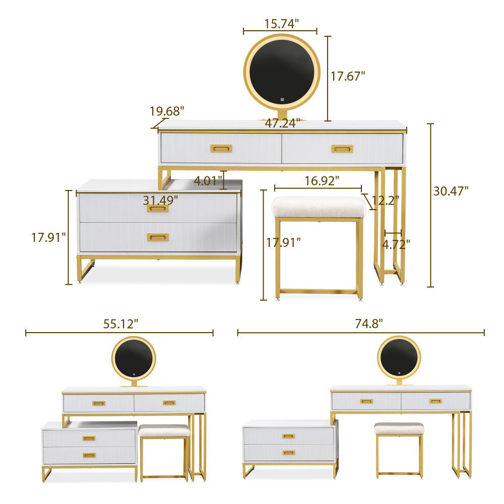 Juliette Vanity Desk, Gold