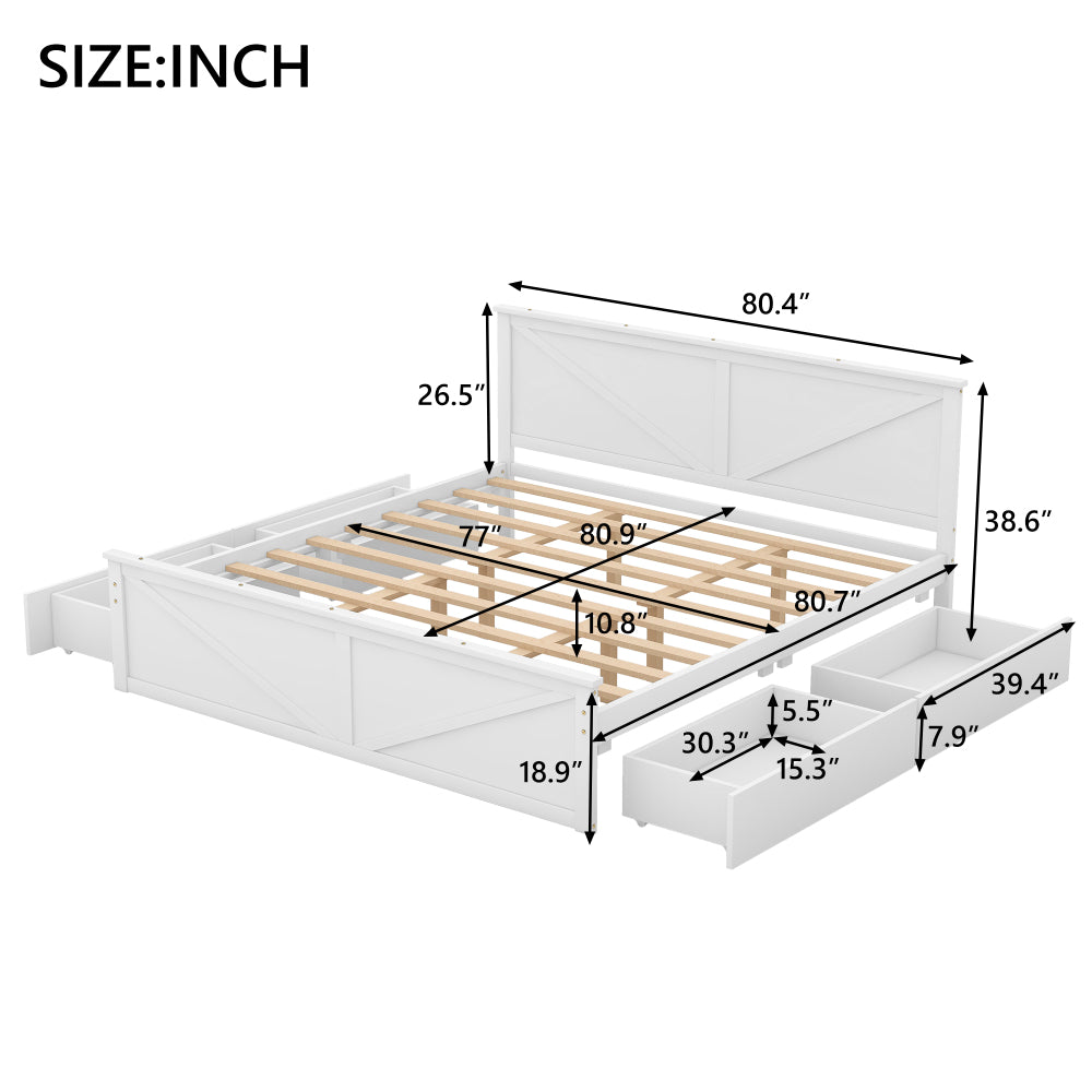 Castro Bed Frame, King (White)