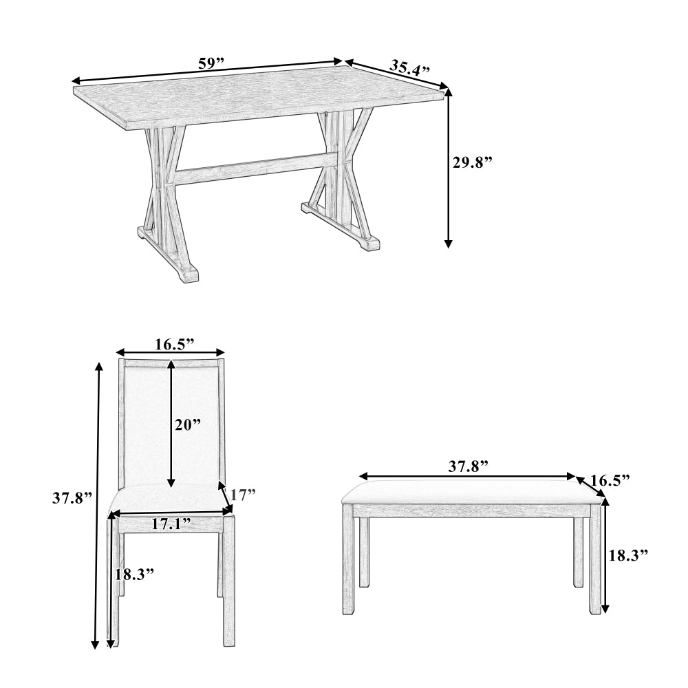 Valencia Dining Set, Set of 6 (Grey)