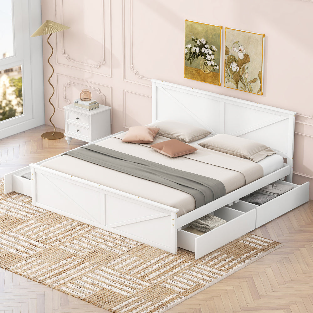 Castro Bed Frame, King (White)