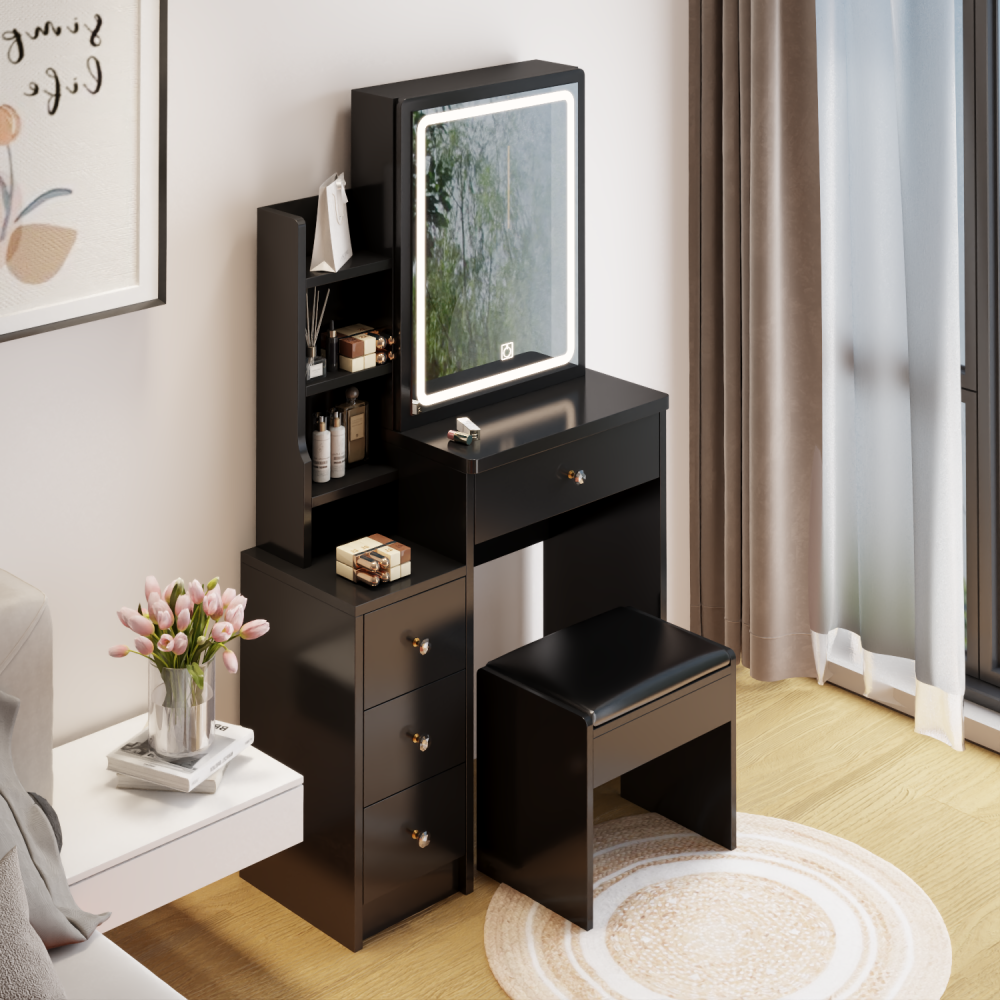 Davian Vanity Desk, Black