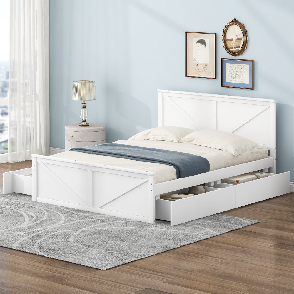 Castro Bed Frame, Queen (White)