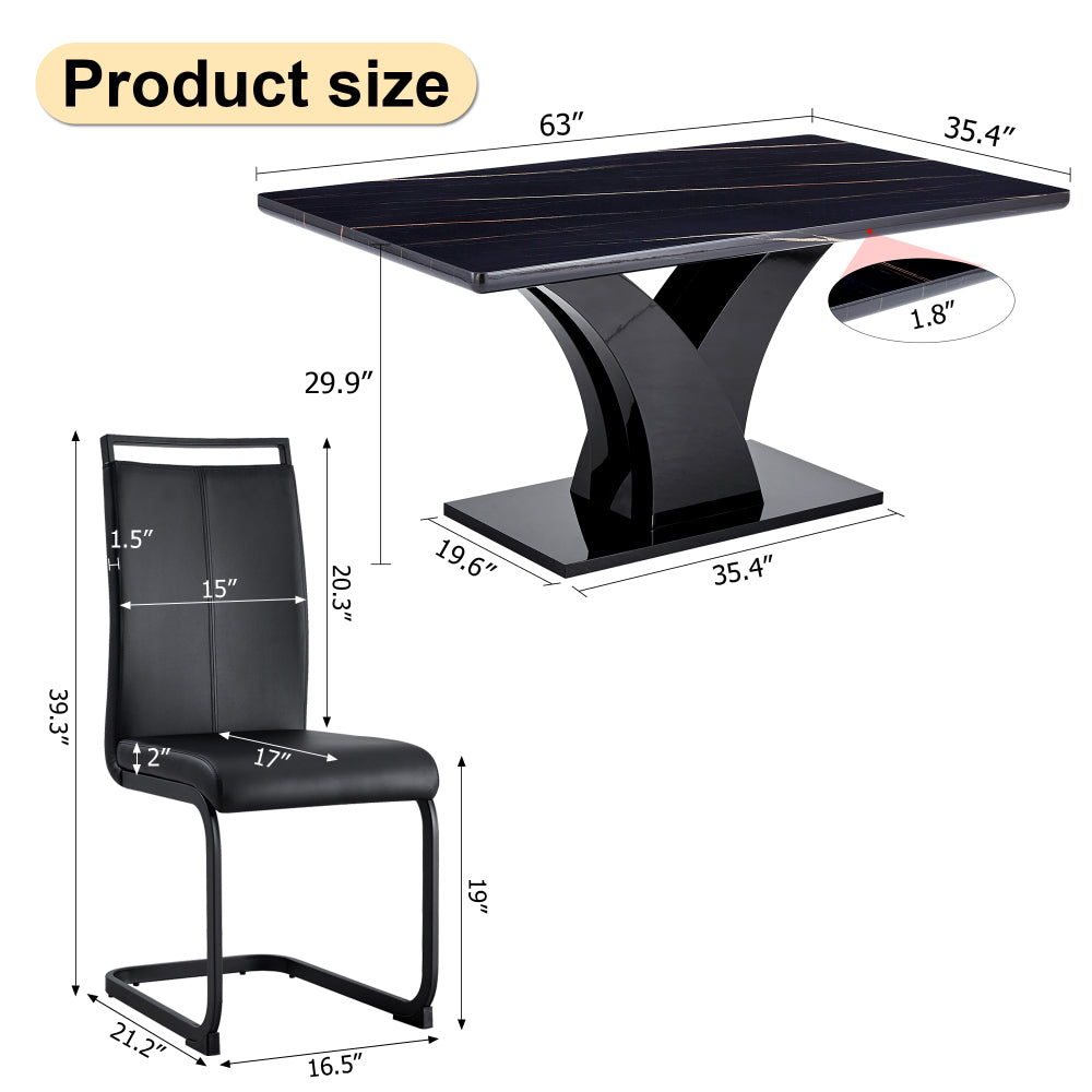 Harvey Dining Set, Set of 5 (Black)