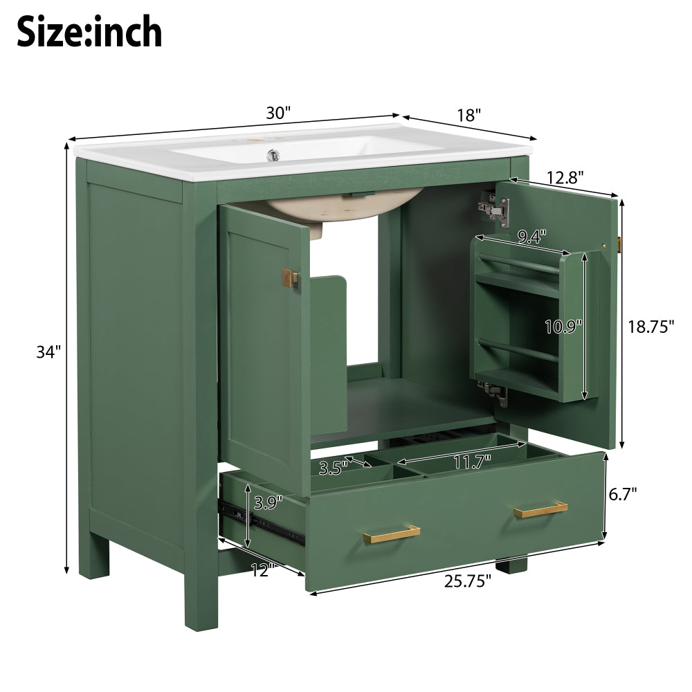 Bautista Bathroom Vanity, Green