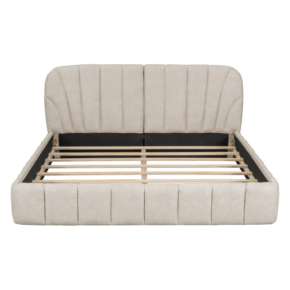 Walters Bed Frame, Queen (Beige)