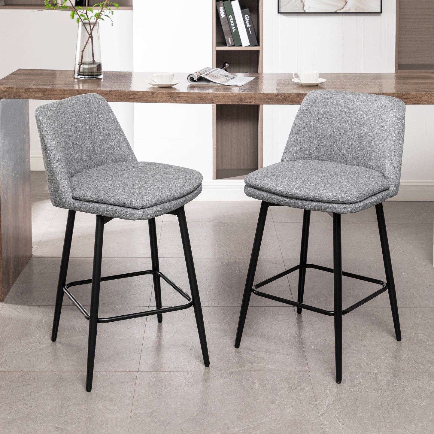 Yareli Bar Stool, Set of 4 (Light Gray )