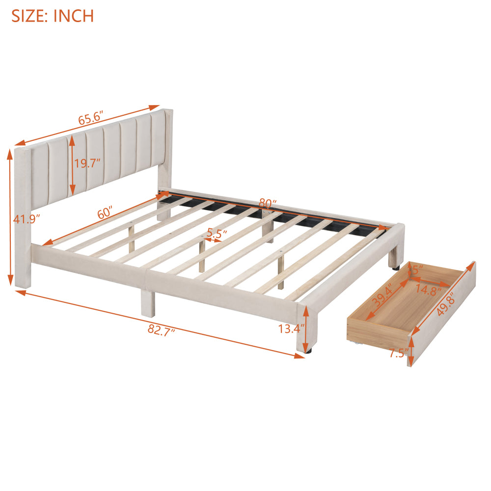 Russo Bed, Queen (Beige)